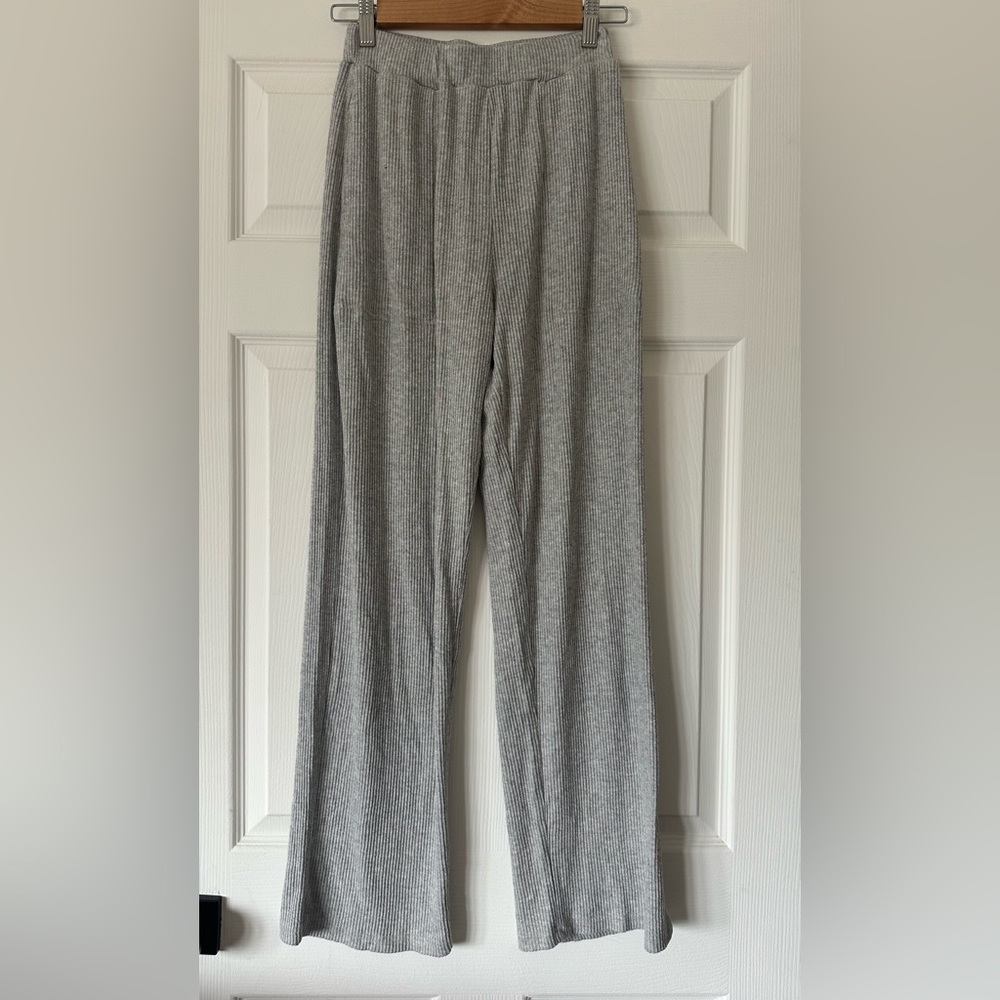 Free People Beach Gray Ribbed Pants, Size Small